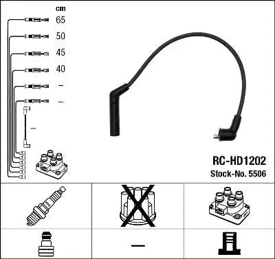 NGK / NTK Ignition Lead Set Inductive Resistor RC - HD1202 4 Circuit - Vroom Classics