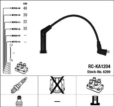 NGK / NTK Ignition Lead Set Inductive Resistor RC - KA1204 4 Circuit - Vroom Classics