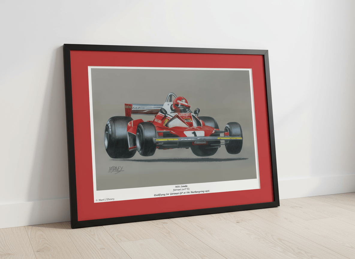 Niki Lauda in the Ferrari 312T2 at the 1976 German GP - Limited Edition Giclee Print - Vroom Classics