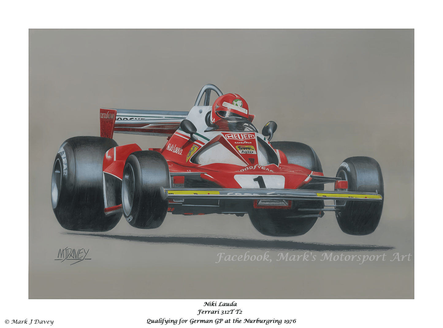 Niki Lauda in the Ferrari 312T2 at the 1976 German GP - Limited Edition Giclee Print - Vroom Classics