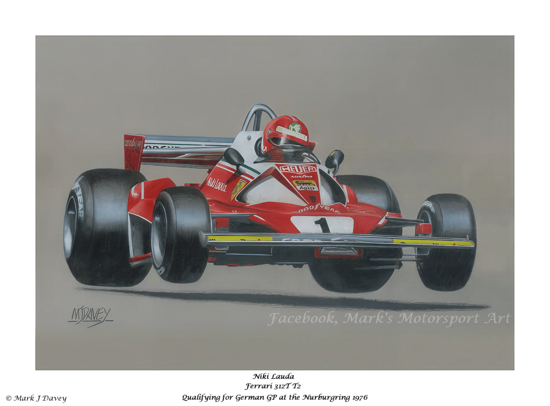 Niki Lauda in the Ferrari 312T2 at the 1976 German GP - Limited Edition Giclee Print - Vroom Classics