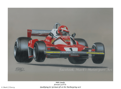 Niki Lauda in the Ferrari 312T2 at the 1976 German GP - Limited Edition Giclee Print - Vroom Classics