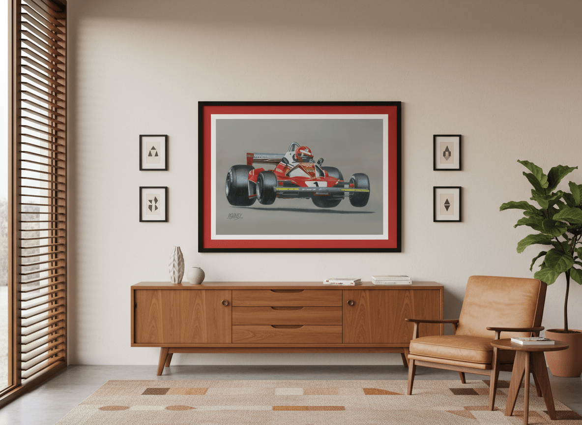 Niki Lauda in the Ferrari 312T2 at the 1976 German GP - Limited Edition Giclee Print - Vroom Classics