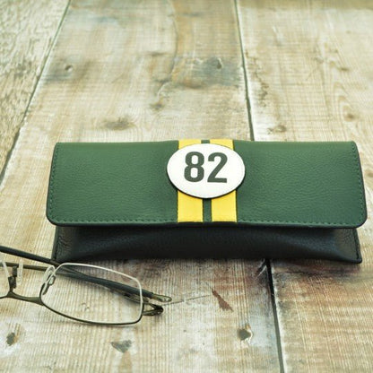 No 82 Green Lotus Racing Stripe Glasses Case - Vroom Classics