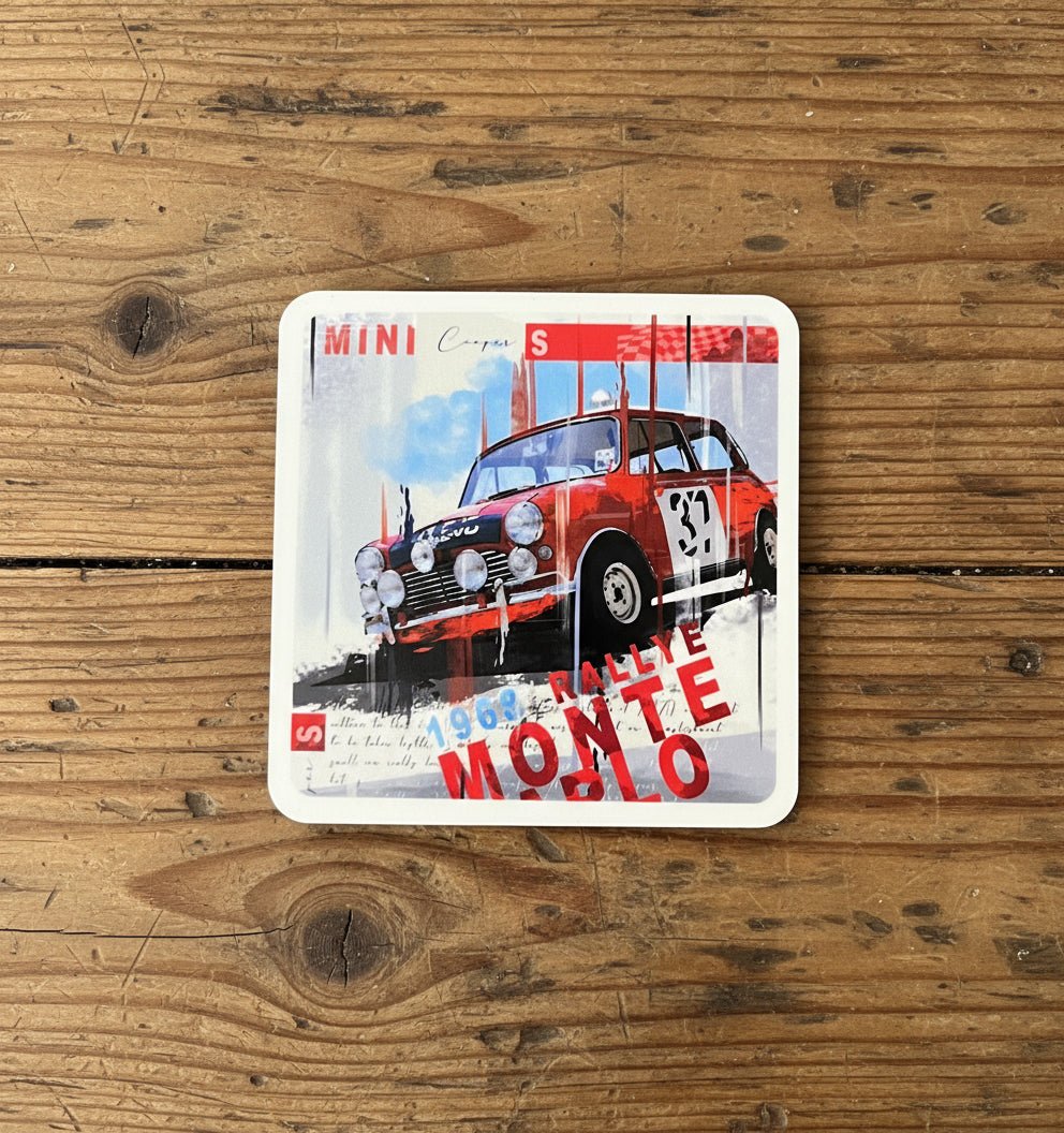 Paddy Hopkirk’s Goliath - Slaying Mini Pop Art Coasters - Vroom Classics