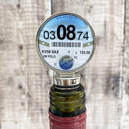 Personalised Tax Disc Bottle Stopper - Vroom Classics