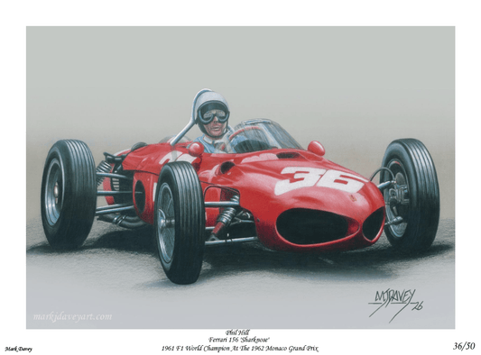 Phil Hill and the Ferrari Sharknose, Champions Riding High - Limited Edition Giclee Print - Vroom Classics