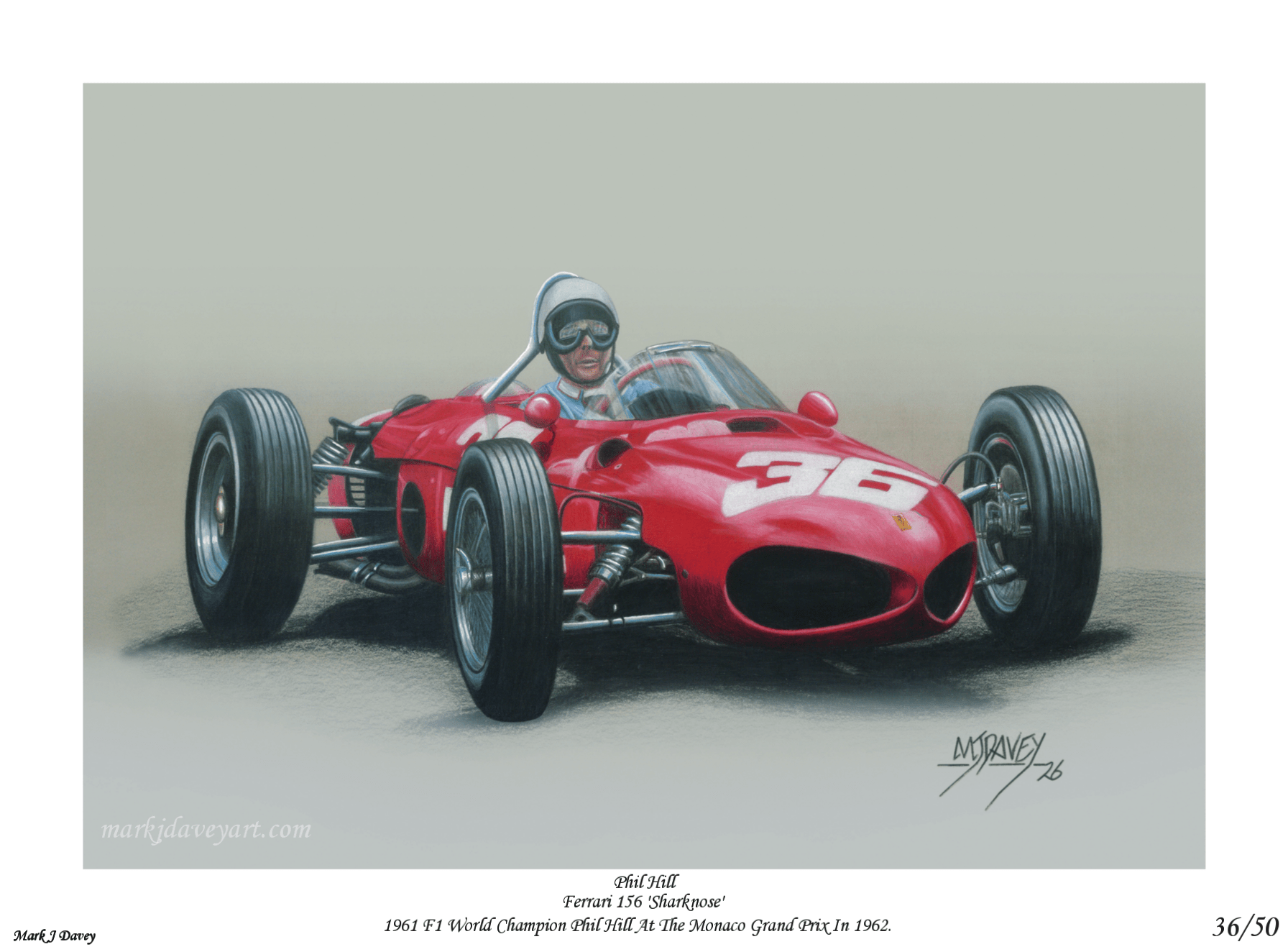 Phil Hill and the Ferrari Sharknose, Champions Riding High - Limited Edition Giclee Print - Vroom Classics
