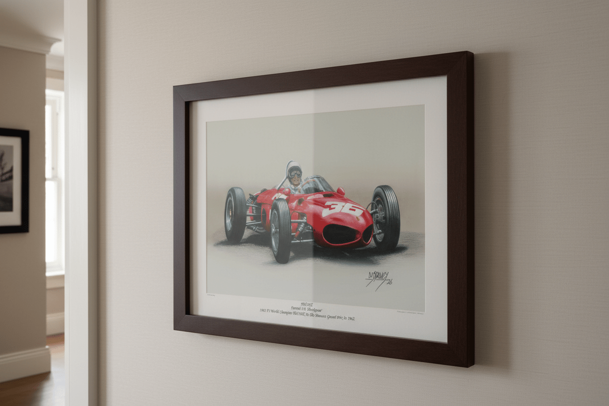Phil Hill and the Ferrari Sharknose, Champions Riding High - Limited Edition Giclee Print - Vroom Classics