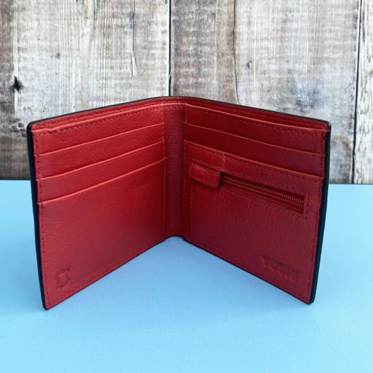 Red Interior Leather Wallet - Vroom Classics