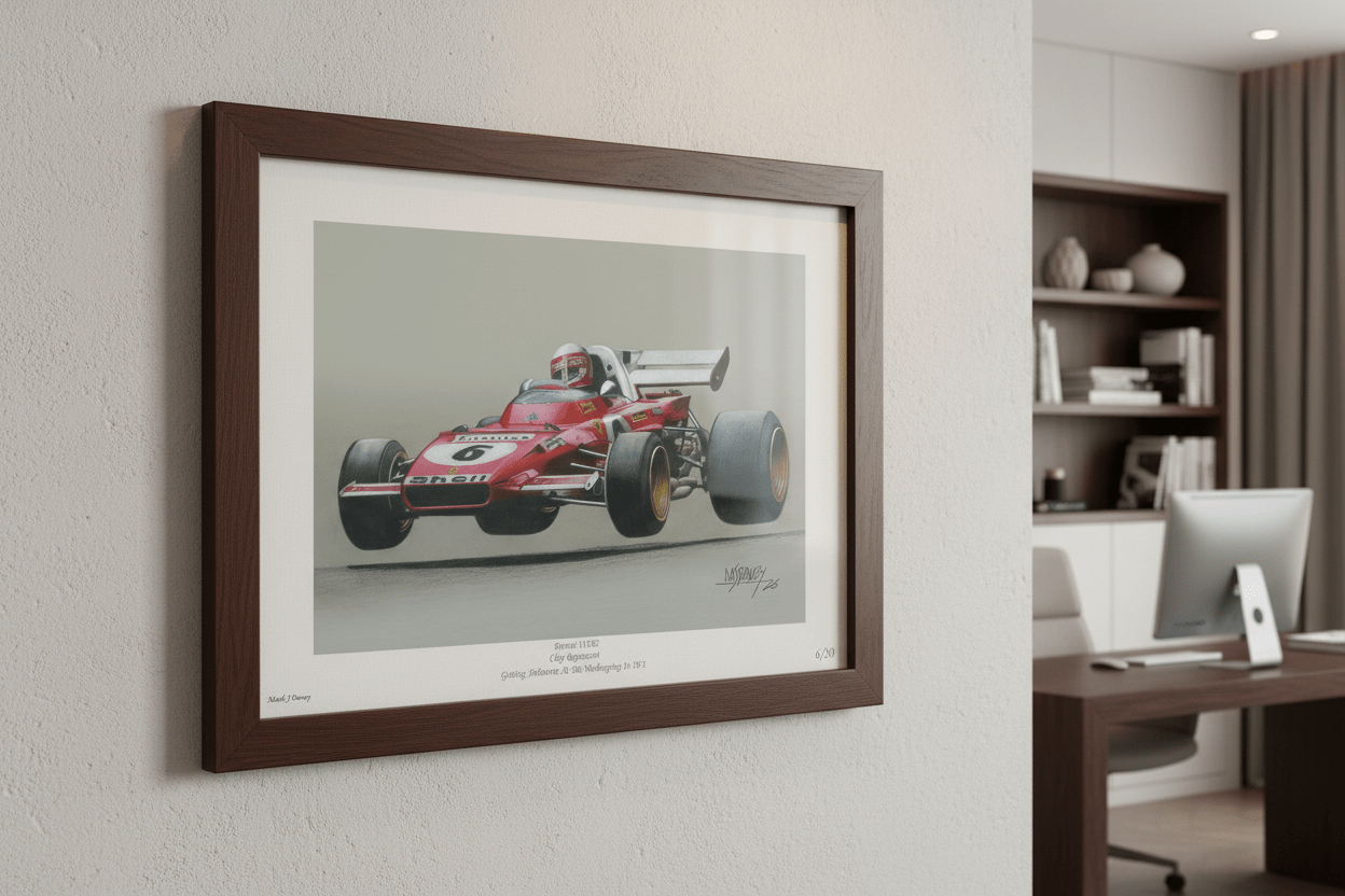 Regazzoni launches his Ferrari 312B2 at the Green Hell - Limited Edition Giclee Print - Vroom Classics
