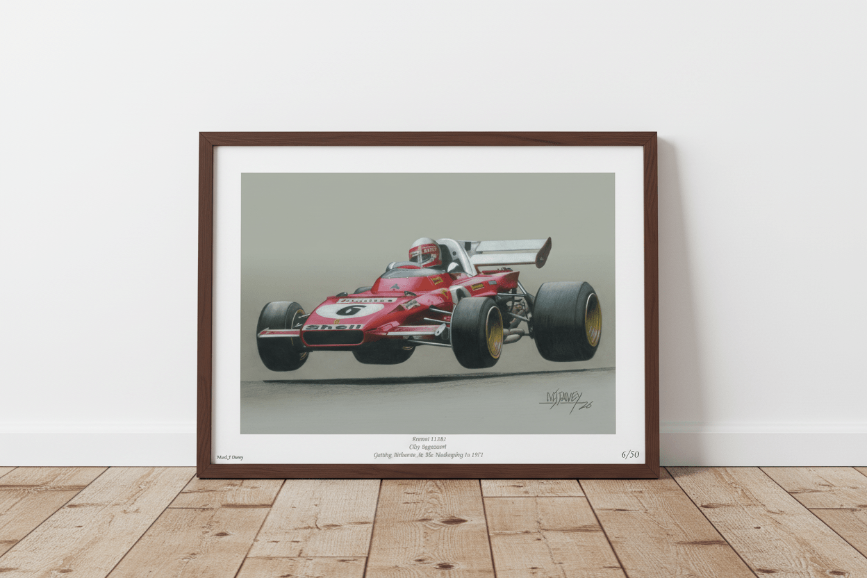 Regazzoni launches his Ferrari 312B2 at the Green Hell - Limited Edition Giclee Print - Vroom Classics