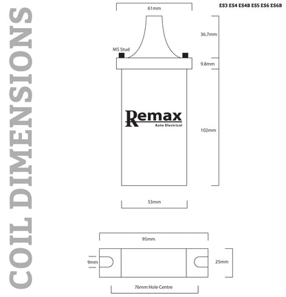 Remax ES3 Ignition 12V Sports Coil PushIn MADE IN ENGLAND - Eqv Lucas DLB105 - Vroom Classics