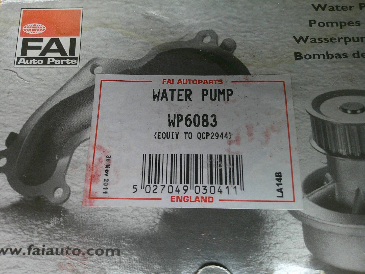 ROVER 400 II 418D TD(1991 - 1998) LDV PILOT 1.9D(96 - )NEW ENGINE WATER PUMP - QCP2944 - Vroom Classics