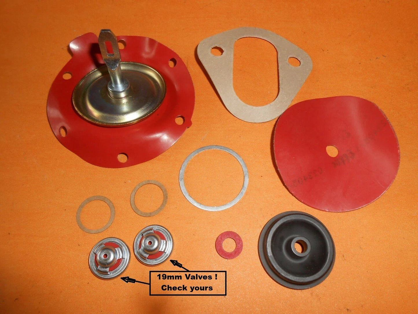 ROVER P5B 3.5 V8 (AC DELCO TYPE) FUEL PUMP REPAIR KIT with 19mm valves - Vroom Classics