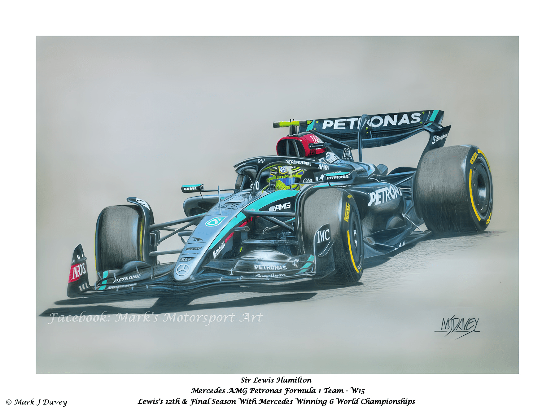 Sir Lewis Hamilton in the 2024 Mercedes W15 - Limited Edition Giclee Print - Vroom Classics