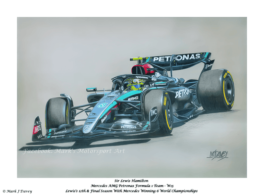 Sir Lewis Hamilton in the 2024 Mercedes W15 - Limited Edition Giclee Print - Vroom Classics