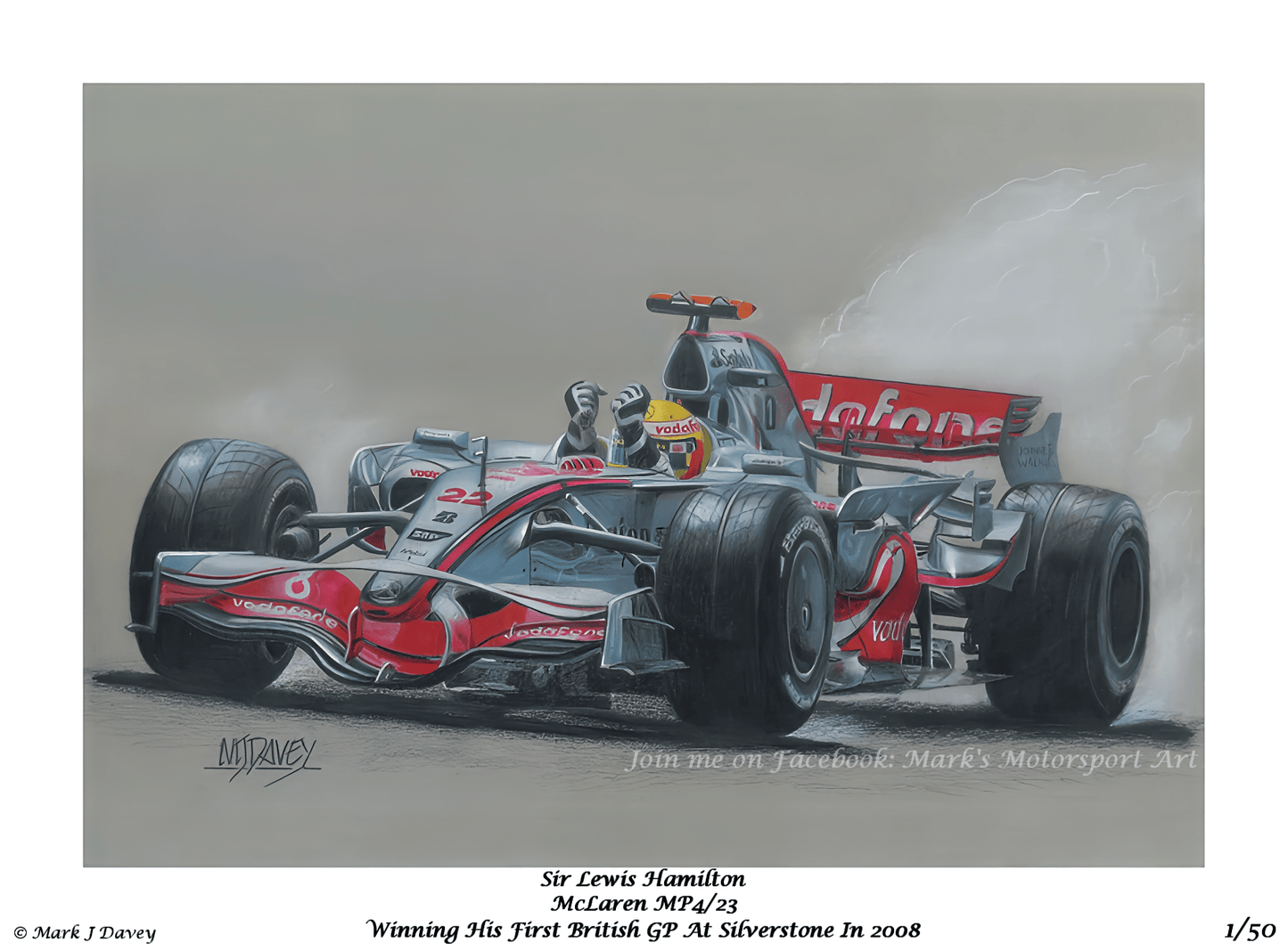 Sir Lewis Hamilton in the McLaren MP4/23 at the 2008 British GP - Limited Edition Giclee Print - Vroom Classics