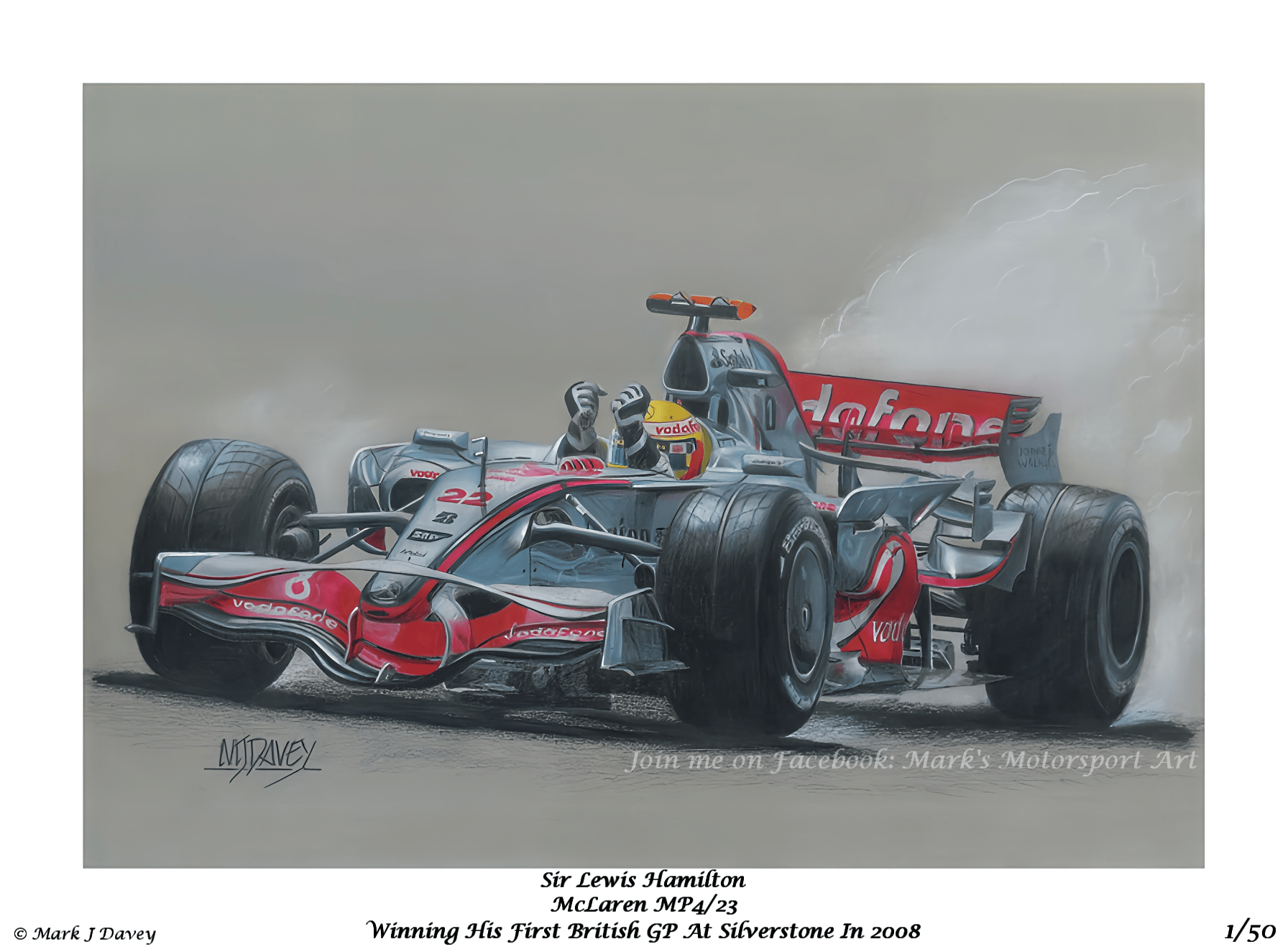 Sir Lewis Hamilton in the McLaren MP4/23 at the 2008 British GP - Limited Edition Giclee Print - Vroom Classics