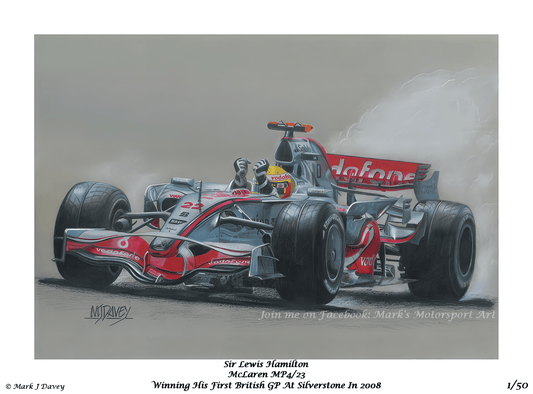 Sir Lewis Hamilton in the McLaren MP4/23 at the 2008 British GP - Limited Edition Giclee Print - Vroom Classics