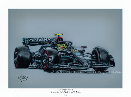 Sir Lewis Hamilton in the Mercedes - Benz W14 - Limited Edition Giclee Print - Vroom Classics