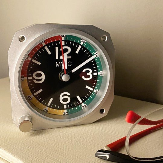 Small Air Speed Desk Clock Silver - Vroom Classics