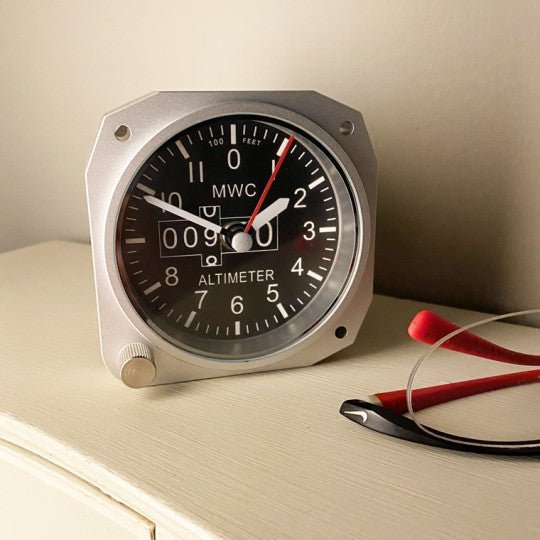 Small Altimeter Desk Clock Silver - Vroom Classics