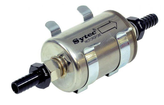 Sytec Motorsport Fuel Filter 12mm In/out + Clip FCA001(2) (SSFMC205) - Vroom Classics