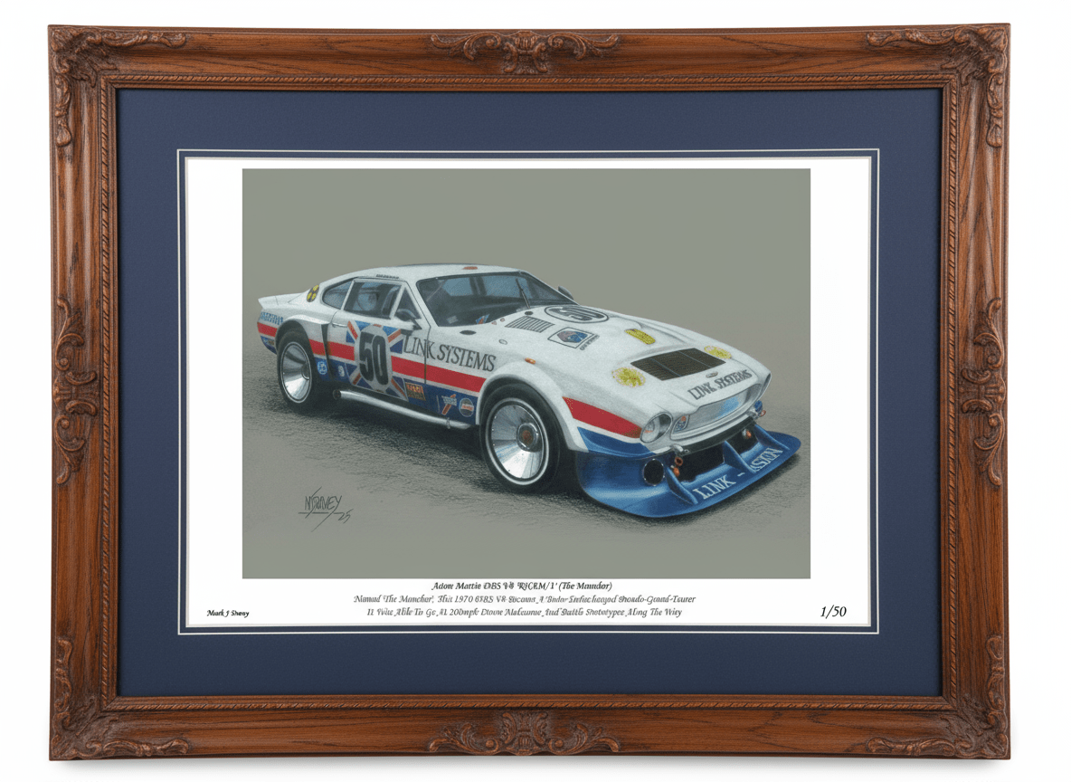 The Aston Martin DBS V8 RHAM/1 "The Muncher" - Limited Edition Giclee Print - Vroom Classics