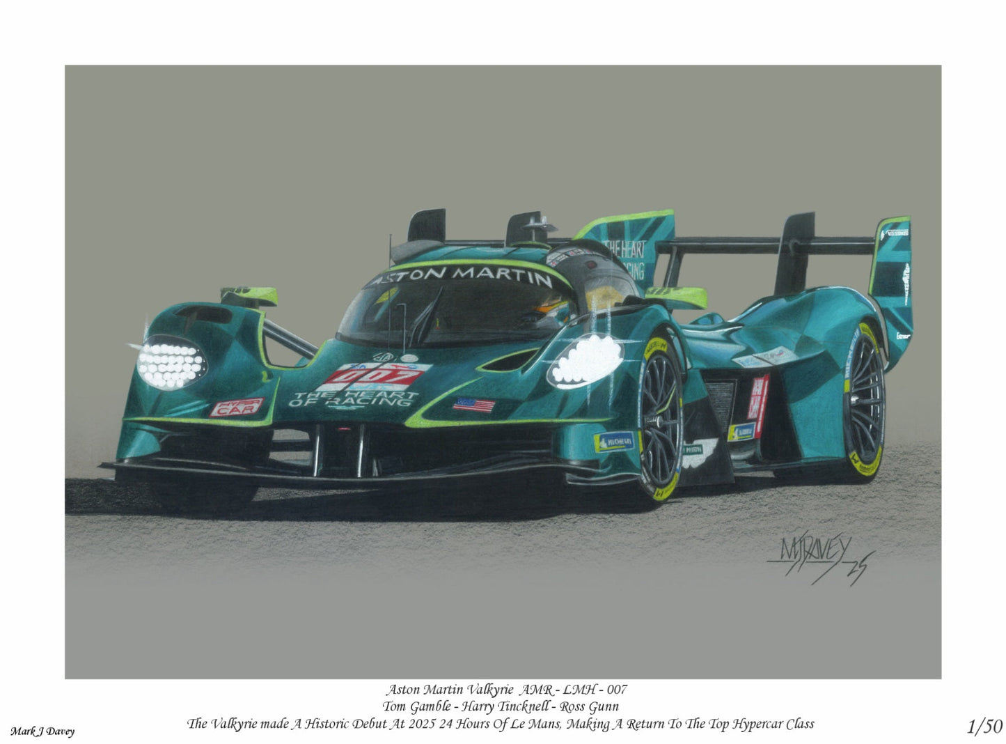 The Aston Martin Racing Valkyrie LMH at the 2025 Le Mans 24hrs - Limited Edition Giclee Print - Vroom Classics