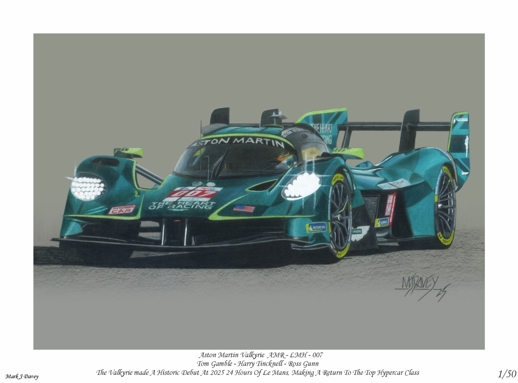 The Aston Martin Racing Valkyrie LMH at the 2025 Le Mans 24hrs - Limited Edition Giclee Print - Vroom Classics