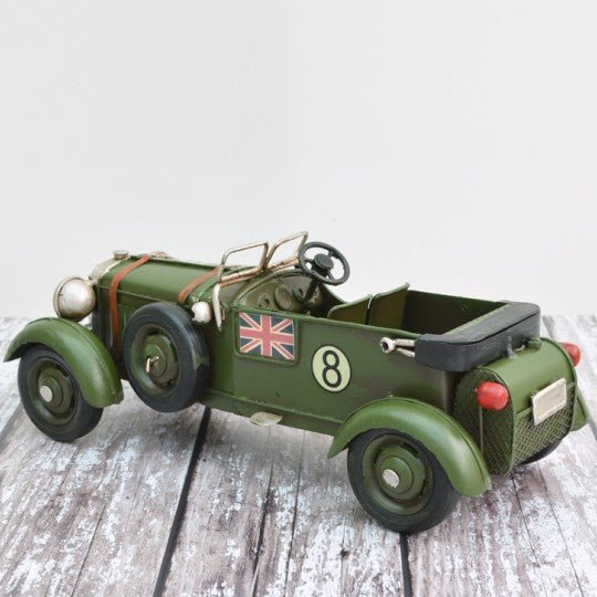 Tinplate Small Vintage Green Racing Car - Vroom Classics