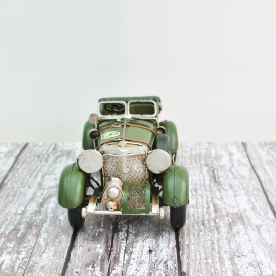 Tinplate Small Vintage Green Racing Car - Vroom Classics