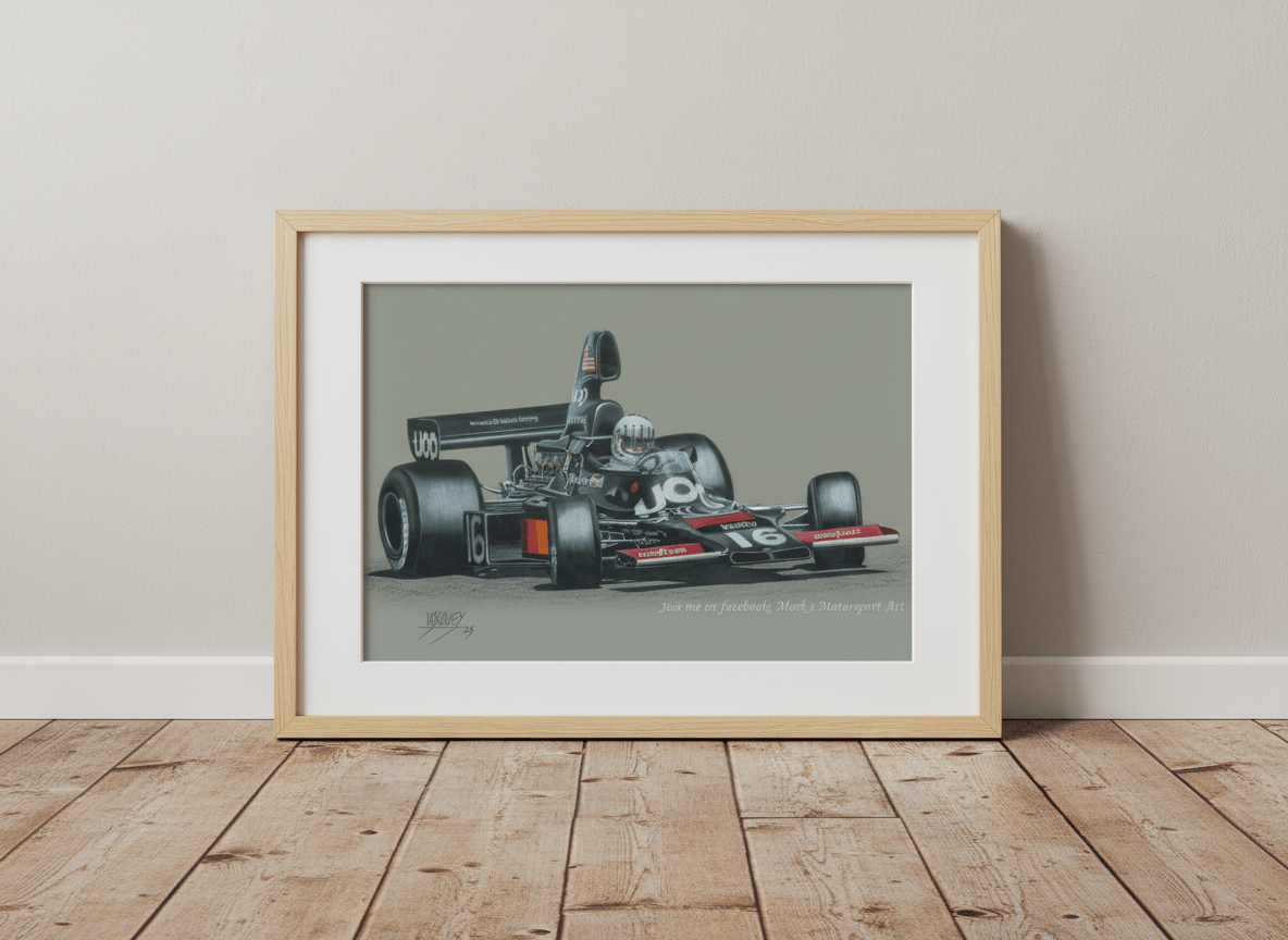 Tom Pryce powersliding the Shadow DN5 at the 1975 Swedish GP - Limited Edition Giclee Print - Vroom Classics