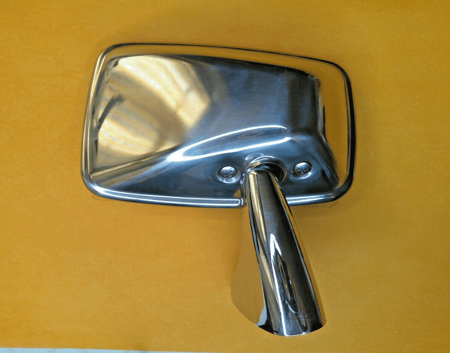 TRIUMPH HERALD GT6 DRIVER SIDE STAINLESS STEEL DOOR MIRROR with fixing kit - Vroom Classics