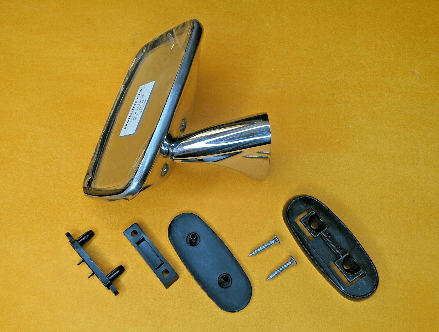 TRIUMPH HERALD GT6 DRIVER SIDE STAINLESS STEEL DOOR MIRROR with fixing kit - Vroom Classics