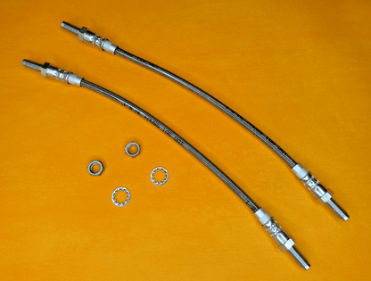TRIUMPH SPITFIRE 1500 (1974 - 80) REAR STAINLESS BRAKE HOSES PAIR +locking nuts - Vroom Classics