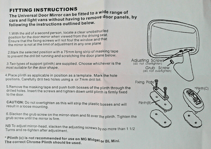 TRIUMPH SPITFIRE VITESSE DRIVER SIDE STAINLESS STEEL DOOR MIRROR with fixing kit - Vroom Classics