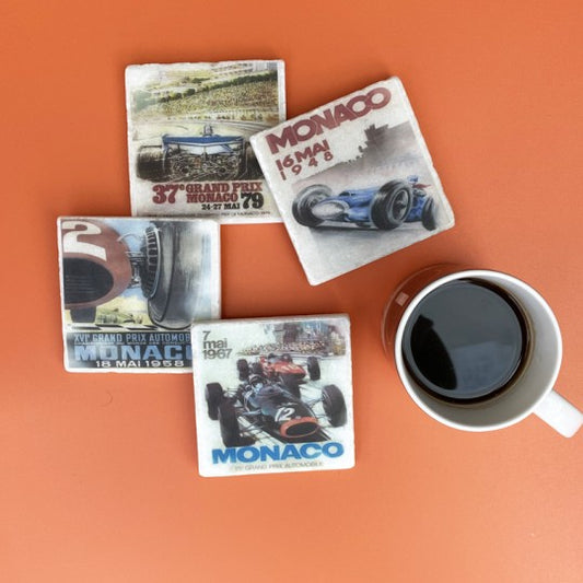 Monaco F1 Posters Coaster Set
